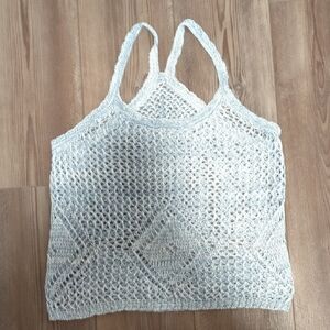 Women's Light Blue Crochet Tank Top